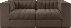 Rummi - Velvet Performance Fabric Upholstered 2 Piece Modular Loveseat