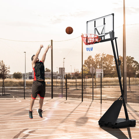 Portable Basketball Hoop Basketball System 8-10Ft Height Adjustable For Youth Adults LED Basketball Hoop Lights, Colorful Lights, Waterproof, Super Bright To Play At Night Outdoors, Good Gift For Kids - Black