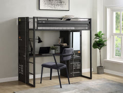 Cargo - Twin Loft Bed With Desk & Wardrobe - Gunmetal