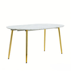 Extendable Oval Dining Table - White Marble