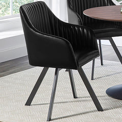 Sloped Arm Swivel Chair - Black