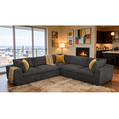 Modular Sectional & Toss Pillows - Dark Gray