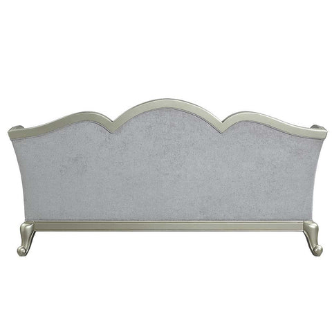 Qunsia - Sofa With 5 Pillows - Light Gray Linen & Champagne