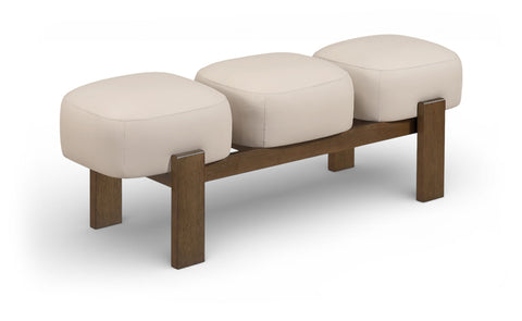 Woodcrest - Vegan Leather Upholstered Bench - Painted Brown Walnut Base