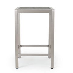 Outdoor 43" Aluminum Bar Table With Rattan Table Top - Gray / Silver