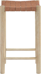 Entwine - Vegan Leather Upholstered Backless Counter Stool - Painted Natural