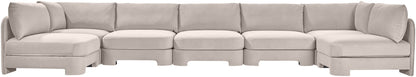 Hammond - Velvet Performance Fabric Upholstered 7 Piece U-Shaped Armless Sectional