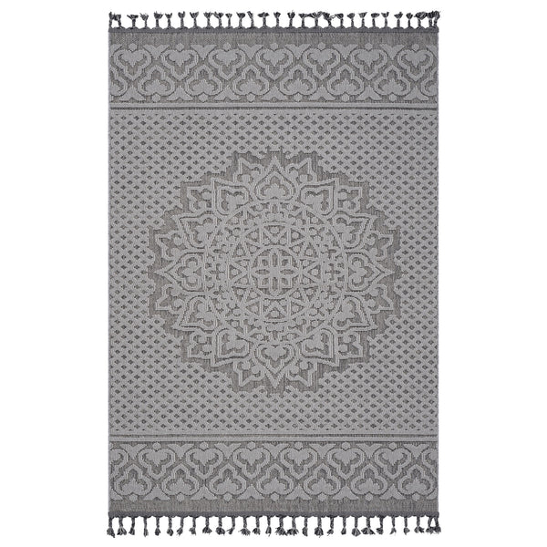 Guros - 8' X 10' Medallion Indoor / Outdoor Area Rug - Gray / White
