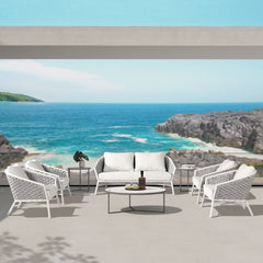 Rowan - Rope Barrel Back Patio Accent Arm Chair (Set of 2) - Optic White