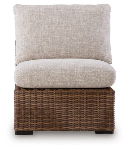 Dolan Creek - Armless Chair With Cushion - Beige / Brown