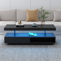 LED Coffee Table With 2 Drawers And Display Shelves