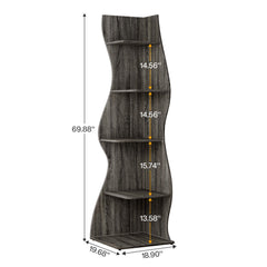 5 Tier Wavy Corner Bookshelf And Plant Stand For Living Room