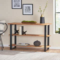 Industrial Media Console Table - Natural