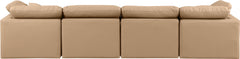 Indulge - Faux Leather 4 Piece Modular Sofa - Tan