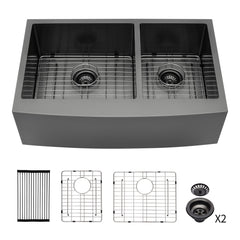 Double Bowl Farmhouse Sink, Stainless Steel Apron Front