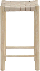 Entwine - Vegan Leather Upholstered Backless Counter Stool - Painted Natural