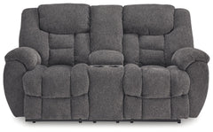 Foreside - Dbl Reclining Loveseat with Console - Charcoal