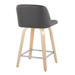 Toriano - Contemporary Fixed Height Counter Stool With Swivel With Square Footrest (Set of 2)