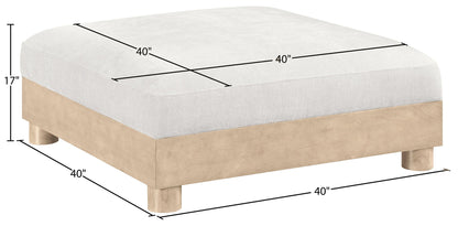 Turin - Chenille Fabric Upholstered Modular Ottoman - Natural Base
