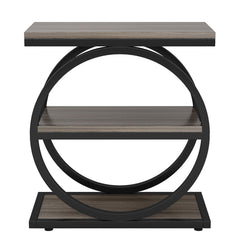 Industrial Narrow End Table With 3 Shelves