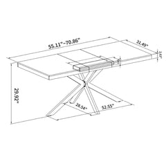 Retro Rectangular Stretch Dining Table With Embossed Center Plate