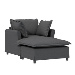 Oversized Chaise Lounge Indoor Single Sofa Bed With Wide Seat, Upholstered Lazy Sleeper Armchair With Movable Ottoman Reading Couch Set