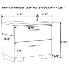Dulcey - 2 Drawer Nightstand - Gloss White