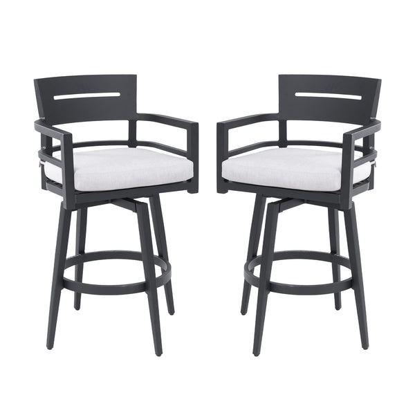 Outdoor Swivel Bar Chairs, 360 Degree Rotation, Ergonomic Backrest (Set of 2)