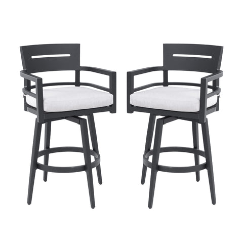 Outdoor Swivel Bar Chairs, 360 Degree Rotation, Ergonomic Backrest (Set of 2)