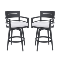 Outdoor Swivel Bar Chairs, 360 Degree Rotation, Ergonomic Backrest (Set of 2)