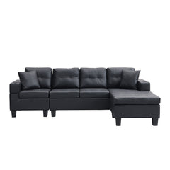 Modern Sectional Sofa Set With L Shape Chaise Lounge, Cup Holder, 4 Seat