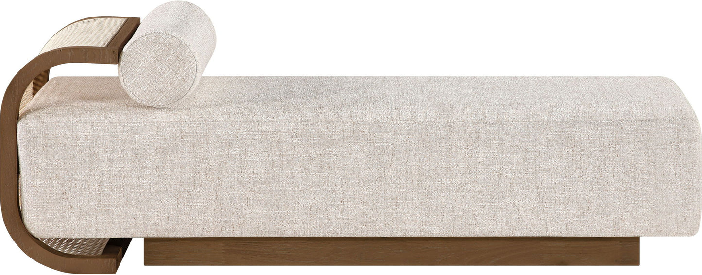 Zephyr - Linen Textured Fabric Upholstered Chaise - Painted Brown Walnut Base