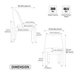 Wide Minimalist Dining Chair (Set of 2)