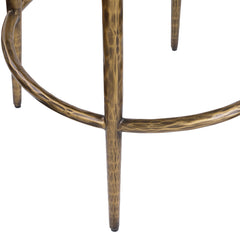 Ferro - Performance Fabric Upholstered Backless Bar Stool - Antique Brass