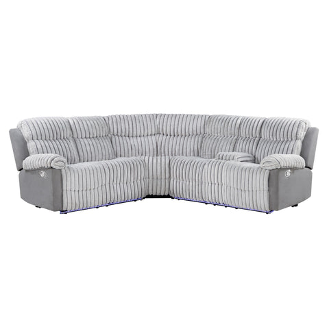 Bruni - Sectional Sofa With LED Lighting And Manual Recline - Gray