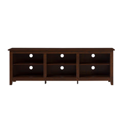 Modern Transitional 3 Shelf Open Storage 70" TV Stand For 80" TVs - Brown