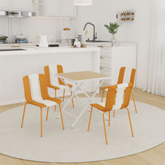 4 Piece Set Of Modern Striped Single Chairs With Folding Square Table