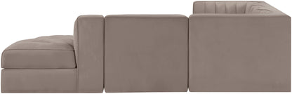 Rummi - Velvet Performance Fabric Upholstered 5 Piece Modular Sectional