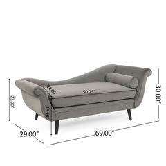 Auroral - Upholstered Chaise Lounge With Scrolled Arms And Tapered Legs