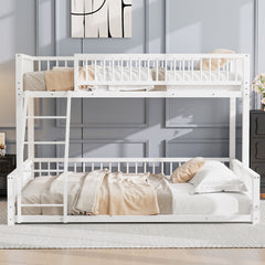Bunk Bed Frame With Ladder And Safety Guardrails