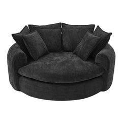 Modern Round Chaise Sofa With 8 Throw Pillows
