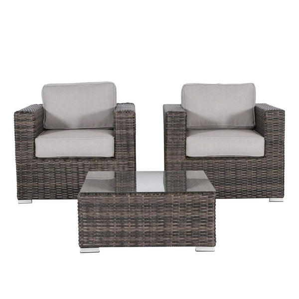 Wicker Seating Group Set With Table And Cushions