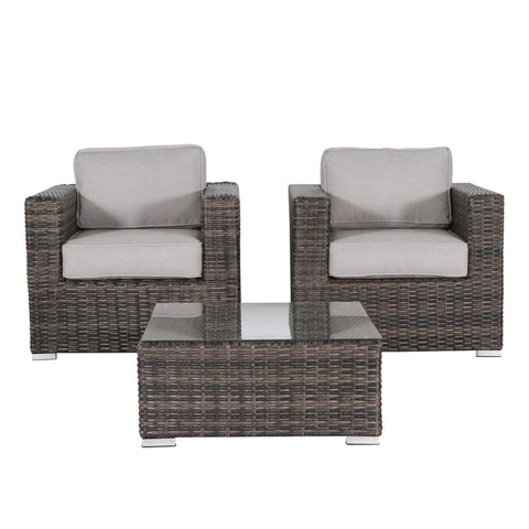 Wicker Seating Group Set With Table And Cushions