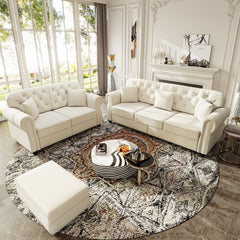 Upholstered Sofa Set With Nailhead Trim And Rolled Armrests, Includes Pillows