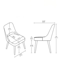Dining Side Chair Upholstered Textured Fabric (Set of 2) - Navy