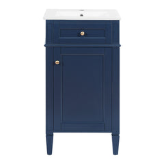 French Style Bathroom Vanity With Sink, Soft-Closing Door, Adjustable Shelf, Rectangular Design