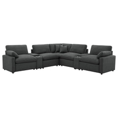 Modular Power Reclining With Lift Top Consoles, 7 Piece Configuration - Dark Gray