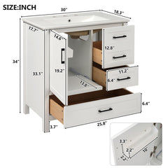 Modern Bathroom Vanity With Ceramic Sink, Solid Frame And Storage Solutions