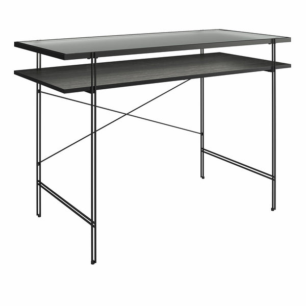 Vance - Computer Desk With Fluted Glass Desktop - Black