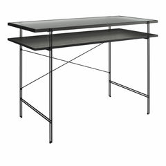 Vance - Computer Desk With Fluted Glass Desktop - Black